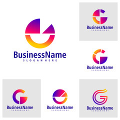 Set of Letter G logo design vector. Creative Initial G logo concepts template