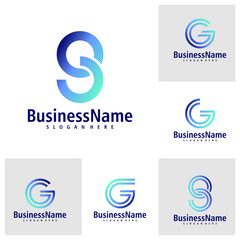 Set of Letter G logo design vector. Creative Initial G logo concepts template