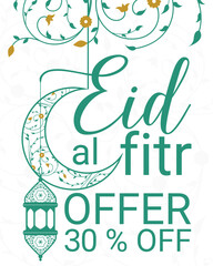 Eid ul fitr Offer Card Design, 30% Off Offer Card Design