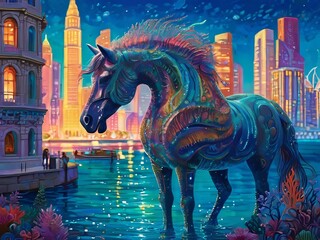 caballo artístico de colores