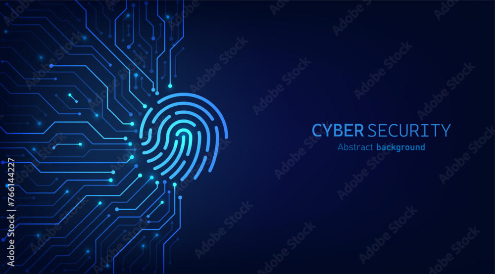 Aufkleber Fingerprint scanning on circuit board. secure system concept with a fingerprint. Cyber security technology concept abstract background futuristic Hi-tech style. Vector and Illustration.