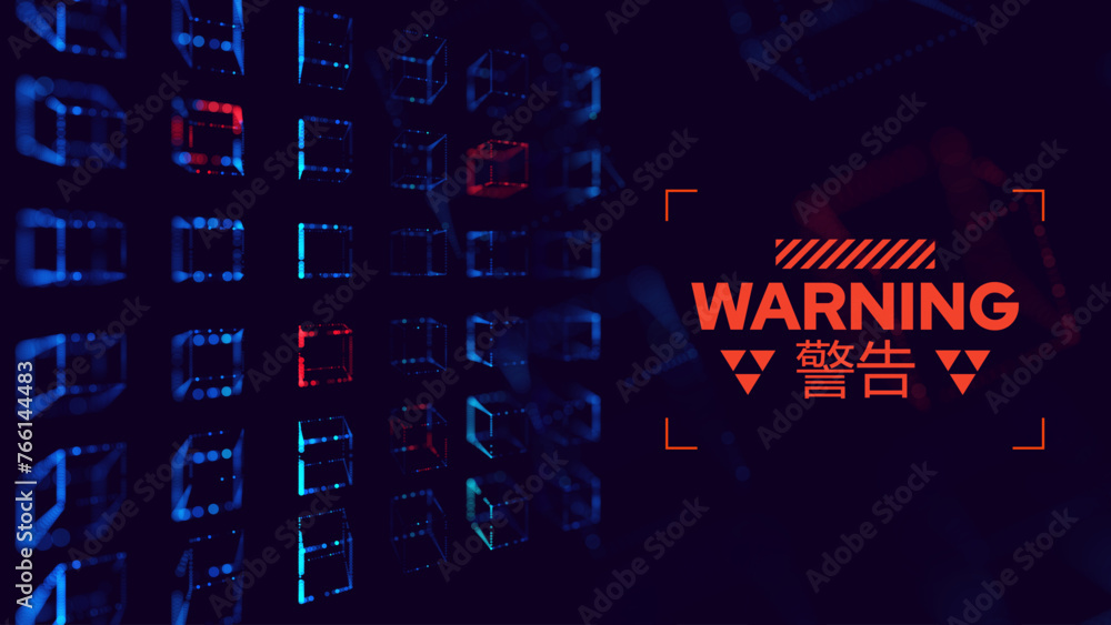 Fototapete Server Hacking Warning. Hacker Attack. Danger Sign. Database Phishing Attack. Privacy Data Breach. Computer Security Concept. Vector Illustrator.