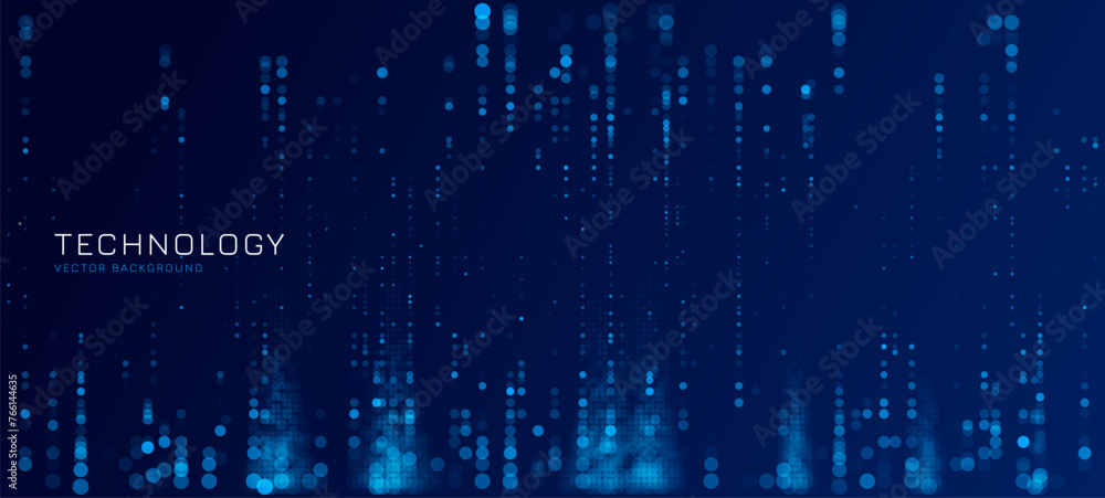 Poster Digital Data Flow Vector Background. Big Data Technology Lines. Data Transmission Concept. High Speed Internet. Information Matrix Flow in Virtual Reality Cyberspace. Vector Illustration.
