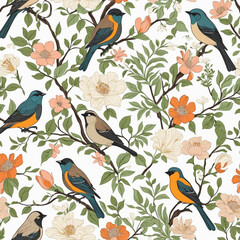   pattern with birds colourful background