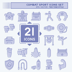 Icon Set Combat Sport. related to education symbol. two tone style. simple design editable. simple illustration.boxing