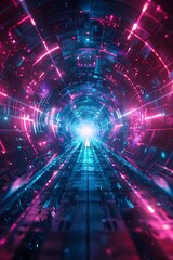 Explore the Mesmerizing Wonders of a Neon Tunnel: Vibrant Colors, Futuristic Design, Immersive Experience, Urban Art, Light Installation, Nightlife Attraction, Technological Marvel