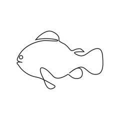 Fish single line art.one continuous line drawing of fish Vector illustration.