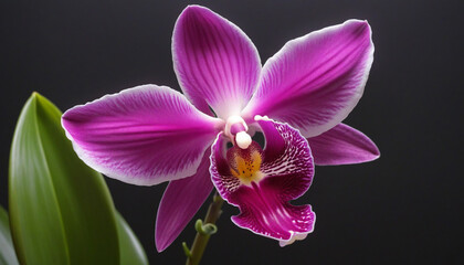 Vibrant purple orchid, a single flower showcasing nature elegance colourful background