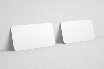 blank minimal clean 90x50 mm horizontal branding identity business name card with rounded edges corner realistic mockup design template 3d render illustration