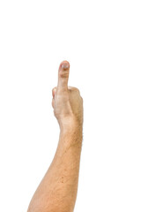 The male hand showing thumbs up sign.