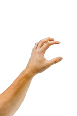 A man's hand shows a grab gesture.