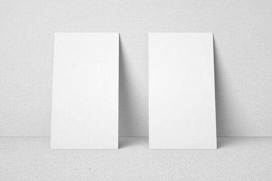 empty minimal clean 90x50 mm vertical branding identity business name card with sharp corner realistic mockup design template 3d render illustration