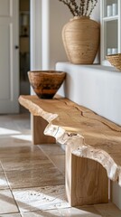 Fototapeta na wymiar Home entryway wooden bench detail