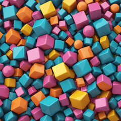 Fototapeta na wymiar Set of colorful geometric structures, 3d render colourful background