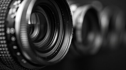 Photography camera lens focus - obrazy, fototapety, plakaty