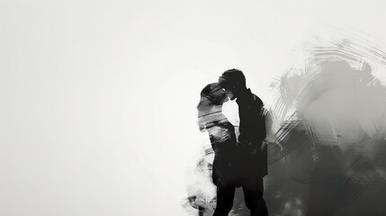 shadowed embrace: a silhouette of love's tender kiss