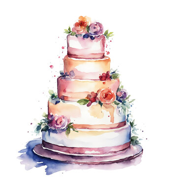 high wedding cake, sweet dessert, illustration. artificial intelligence generator, AI, neural network image. background for the design.
