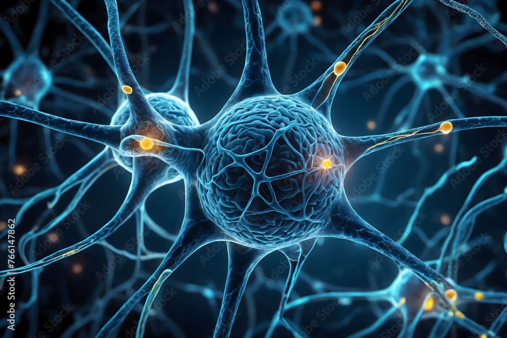 Aufkleber Background from nerve cells or neural networks with cell activity between each other. Neurology and the nervous system concept and showcase
