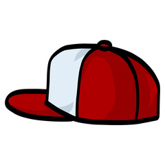 Red Snapback Trucker Hat Baseball Cap Illustration Icon