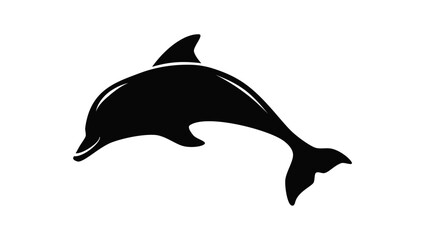 dolphin emblem, black isolated silhouette