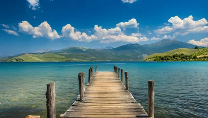 Zelfklevend Fotobehang wooden pier on the lake © ramona