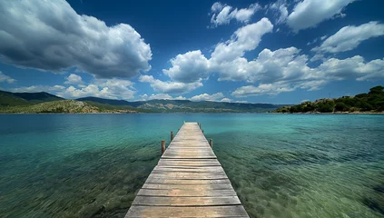 Foto op Aluminium wooden pier on the lake © ramona