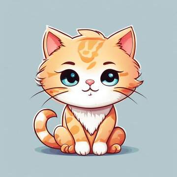 cute cat, pet, illustration. artificial intelligence generator, AI, neural network image. background for the design.