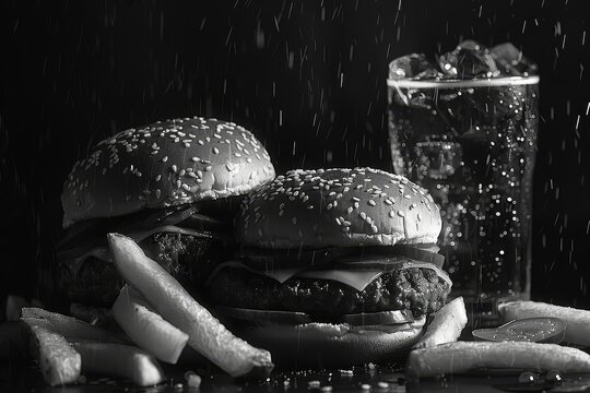 Anti-Hunger Moody Monochromes Conceptual Art Lively Food and Beverage Artwork ,