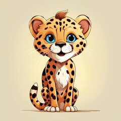 cute cheetah, wild cat, African animal, illustration. artificial intelligence generator, AI, neural network image. background for the design.