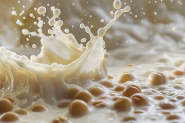 splash Soy milk and with Soybeans