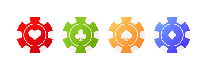 Poker chips vector isolated on white background.