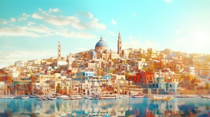 Obraz premium world travel theme big old city illustration of culture diversity