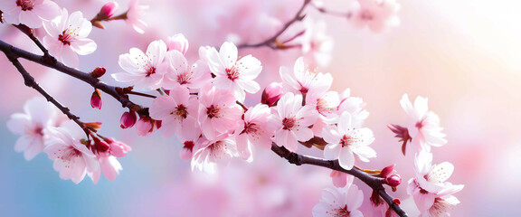 Pink japanese cherry blossoms in spring  