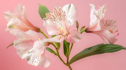 Foto op Canvas Alstroemeria pink on a pink background. The spring theme. ,Generative ai,  © Dzakir