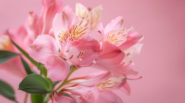 Alstroemeria pink on a pink background. The spring theme. ,Generative ai, 