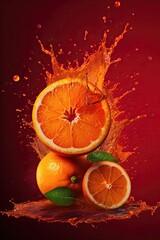 Juicy Orange Splashes And Juice Drops In Flight - 766152271