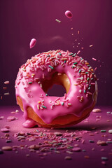 Delicious Sweet Donut With Pink Icing - 766152289