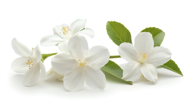 Thai jasmine white flower isolated on white background.This has clipping path. ( Jasmine photo stacked full depth field 
