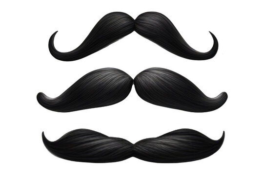 realistic Black moustache row isolated on white on white background