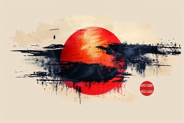 Illustration of the Japanese flag. - obrazy, fototapety, plakaty