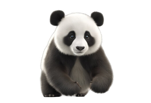 realistic 3d panda isolated on white background