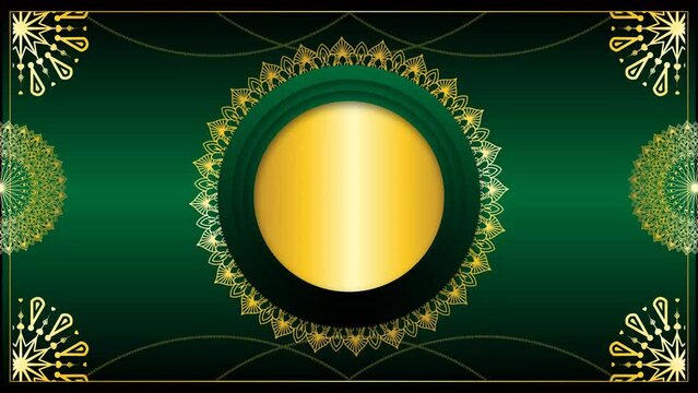 Luxury mandala background with gold and green ornament for your invitation