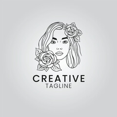 female face with flower vector graphics tshirt logo design social media post