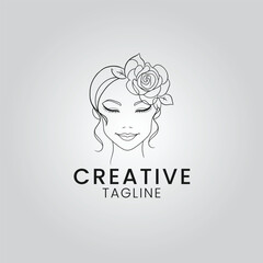 female face with flower vector graphics tshirt logo design social media post