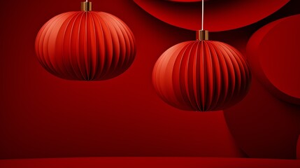 a red paper lanterns on a red background