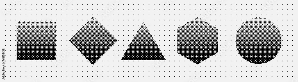 Aufkleber abstract graphic design elements set. trendy shapes circle, square, hexagon, triangle with bitmap ra
