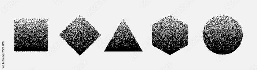 Aufkleber abstract graphic design elements set. trendy shapes circle, square, hexagon, triangle with bitmap ra