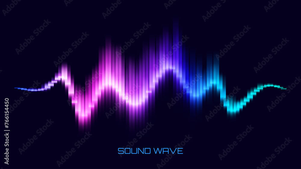 Leinwandbilder Speaking Sound Wave Vector Illustration. Digital EQ Equalizer Music or Voise Visualization. Purple Blue Colorful Dynamic Wave. Audio Rhytm Lines Graph of Frequency Spectrum.