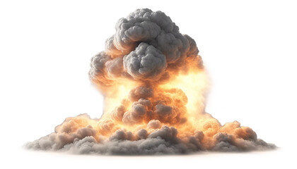 realistic nuclear explosions  isolated on white background - obrazy, fototapety, plakaty