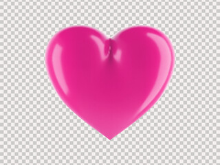 Pink Heart Shape Isolated on Transparent Background. Realistic 3D Design Icon Heart Symbol Love. Happy Valentines Day Object. Vector Illustration.